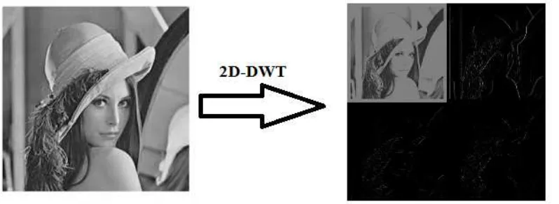 Figure 4: Block diagram of level one 2D-DWT [50]. 