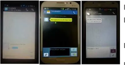 Figure 15. The warning message in hand phone which using provider (a) IM3, (b) Simpati and (c) 3 