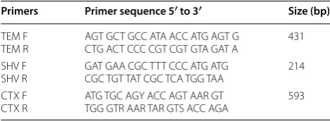 Table 2 Primers for the blaCTX-M-2, blaCTX-M-9, and blaCTX-M-15genes used in this study