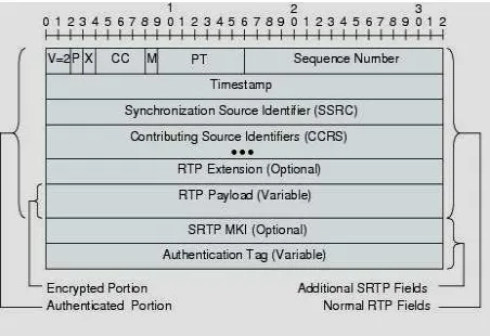 Figure 1. Secure RTP Packet Format 