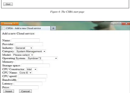 Figure 4: The CSRA start page 