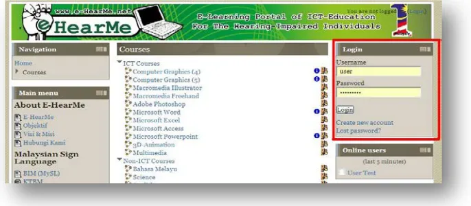 Figure 3. Function of Sign up/Login to Access e-HearMe 