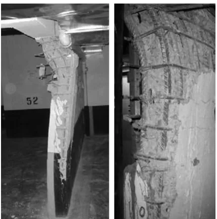 Fig. 3(a) Wall failure in 2011 Christchurch earthquake.49Fig. 3(b) Specimen TW2 web boundary failure.41