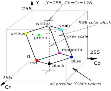 Figure 1: RGB colors cube in the YUV color space  