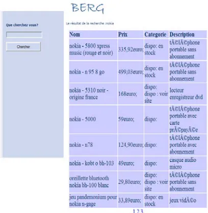 Figure 4: A Response Web Page Of BERG 