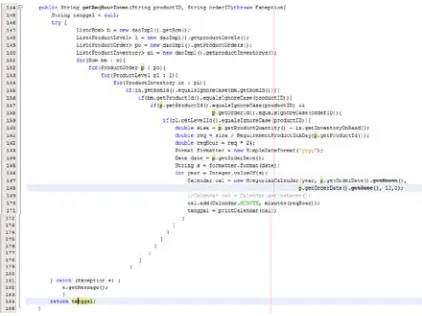 Figure 10:  Coding To Calculate The Need Of Order Production Time Based On Product Inventory
