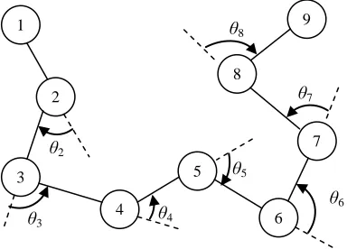 Figure 1:  Generic Representation Of A Hypothetic 9-mers Protein Structure With Its Bended Angles 