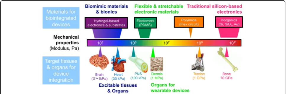 Fig. 3 Modulus matching can guide the design of flexible and biointegrated electronic devices