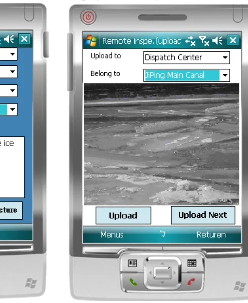 Figure 3: the mobile inspect services                        Figure 4: using mobile phone upload ice condition  