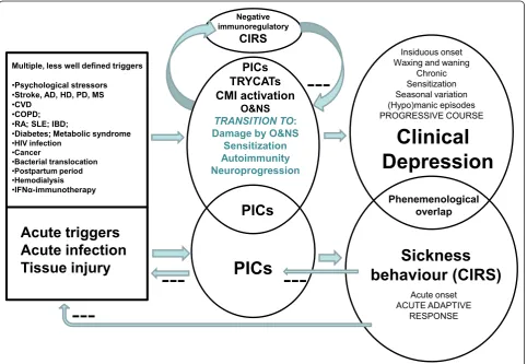 Figure 3 compares sickness behavior with clinicaldepression. Sickness behavior helps to eradicate the trig-ger, has anti-inflammatory effects and is energy saving.As such sickness behavior enhances recovery and shouldbe considered as part of a CIRS, which 