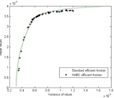 Figure 3. Efficient frontier for FEST100 index 
