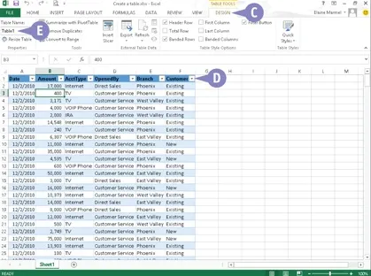 table. Tables make ranges easy to navigate. When you press 