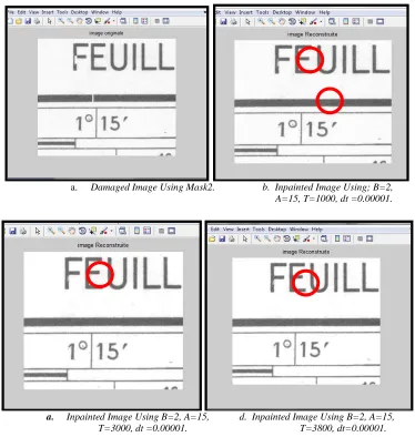 Figure 16: The effect of different values of T on the Inpainted Images Using Mask2.  