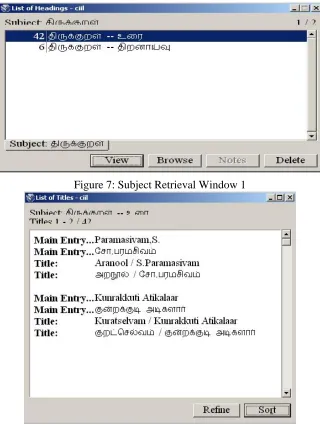 Figure 7: Subject Retrieval Window 1 