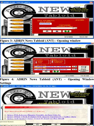 Figure 3: ADRIN News Tabloid (ANT) - Opening window 