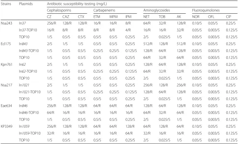 Table 2 Antimicrobial drug susceptibility profiles