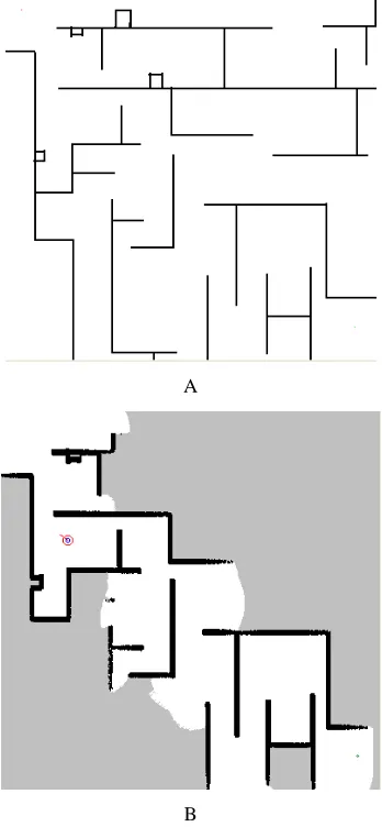 Figure A is the actual map while figure B is created in real-time. In Figure B, the gray areas 