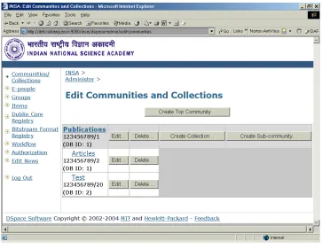 Fig. 6 Creation Communities and Collections 