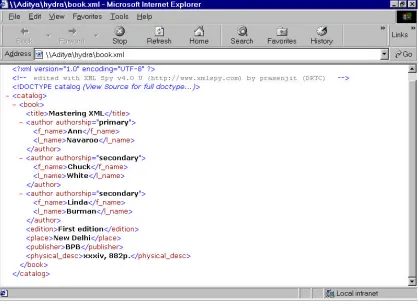 Fig. 2: Displaying plain XML file in browser  
