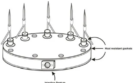 Fig. 4: The silanizing chamber supports multiple double-barreled microelectrodes during desiccation in an oven