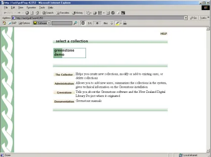Fig. 12: First page of Greenstone 