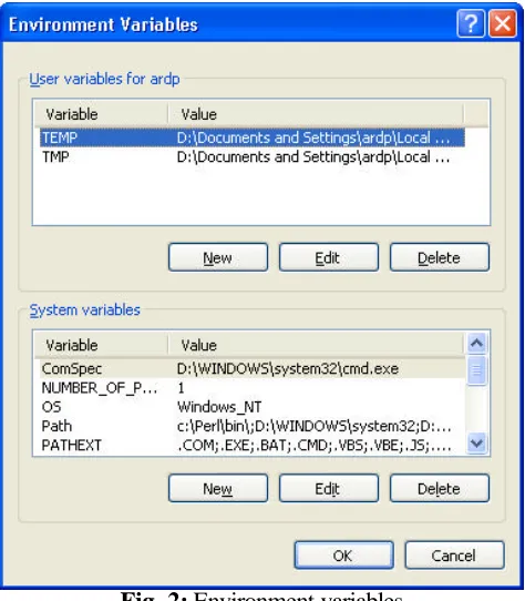 Fig. 2: Environment variables 