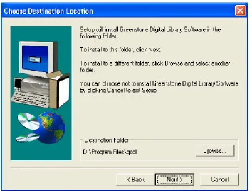 Fig. 5: Choosing Greenstone file destination directory 