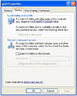 Fig. 8: Properties window of gsdl directory 