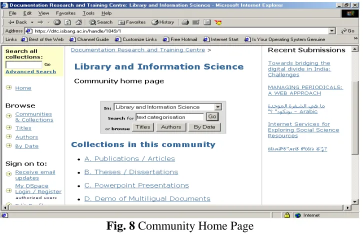 Fig. 8 Community Home Page  