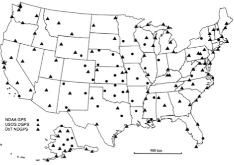 Fig. 1. The NOAA cooperative GPS network as of October 1999.