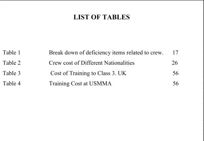 Table 1                   Break down of deficiency items related to crew.      17