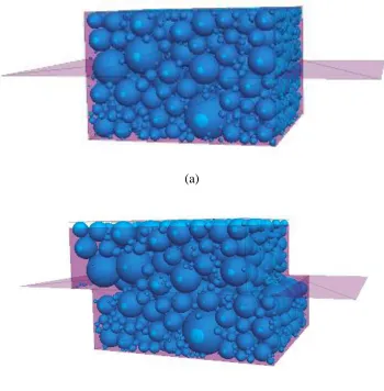 Figure 3.7 Model Direct Shear Strength Test Specimen Generated: (a) Before Shearing; (b) After Shearing 