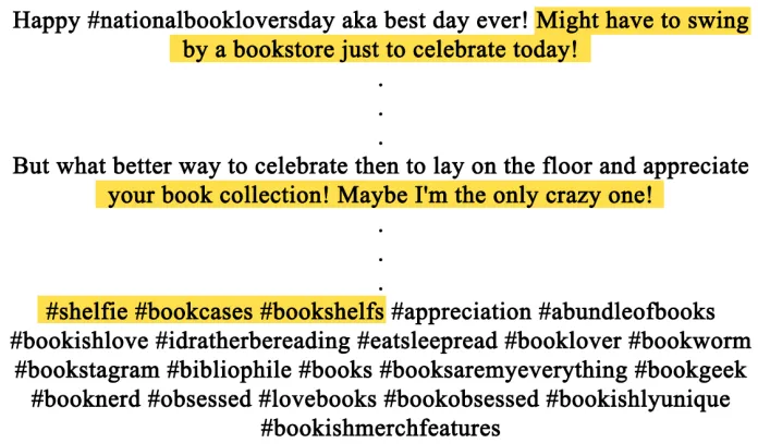 Figure 5. The corresponding caption to the shelfie from Figure 4. Screenshot and corresponding text emphasis by author