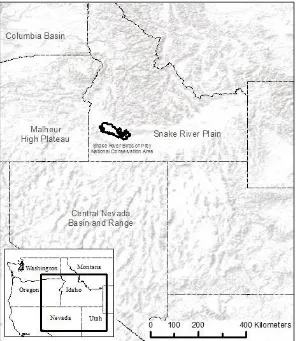 Figure 2. Study site. The Morley Nelson Snake River Birds of Prey National Conservation Area (NCA) is located in southwestern Idaho and resides on the western portion of the Snake River Plain ecoregion