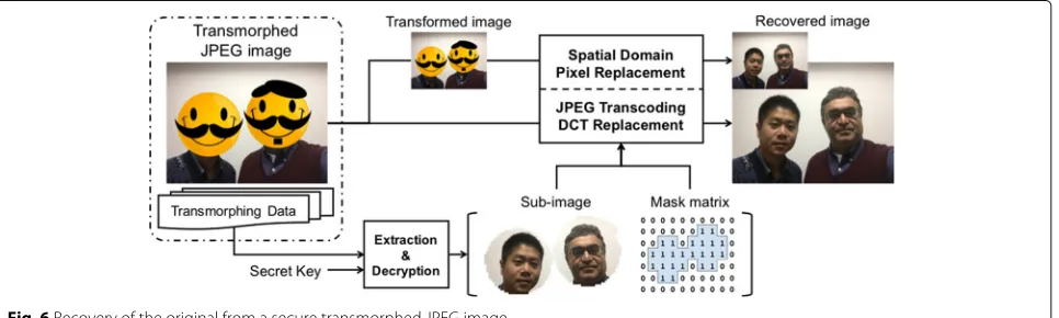 Fig. 5 Privacy protection of a JPEG image with secure transmorphing