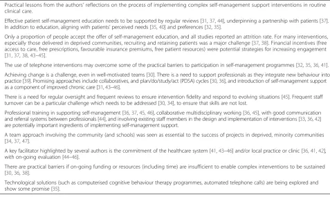 Table 3 Study authors’ reflections and lessons learned