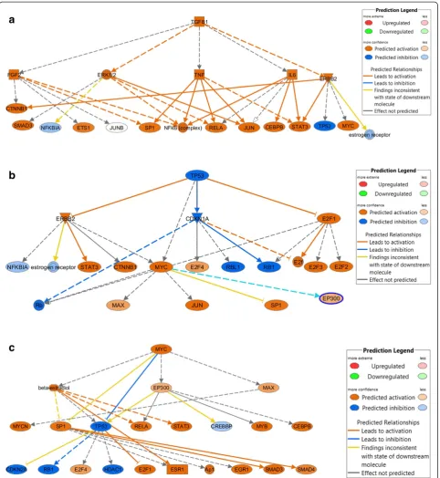 Figure 2 Major upstream regulators, TGFB1, MYC, and TP53 enriched by differentially expressed genes in our dataset