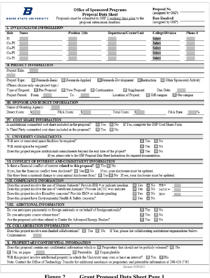Figure 2 Grant Proposal Data Sheet Page 1 