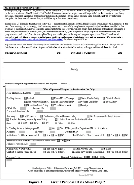 Figure 3 Grant Proposal Data Sheet Page 2 