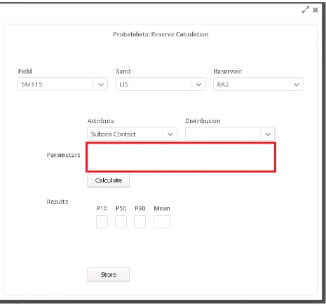 Figure 4-5: Reserve Calculation dialog.  Because no distribution has been selected, no parameter input fields are displayed
