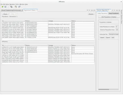 Figure 3.7: VPEvolve Evolutionary Search in GUI