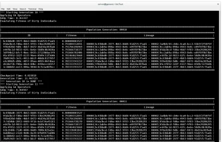 Figure 3.8: VPEvolve Evolutionary Search in Console Mode