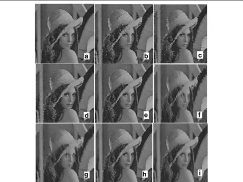 Fig. 10 Performance of various algorithms corrupted by 90% salt and pepper noise on Lena image a DBIDWIF, b AMF (Wmax = 39), c DBA, dIDBA, e NAFSM, f MDBUTMF, g MDBUTMF-GM, h ACBSA, and i AWMF (WMAX = 39)