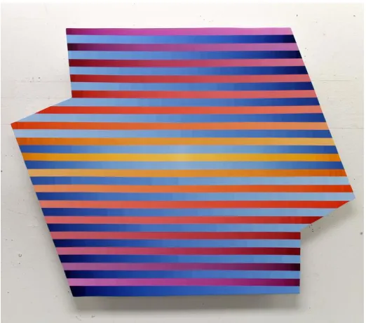 Figure 4. Orbs, 2015, acrylic on shaped panel, 44” x 40”.