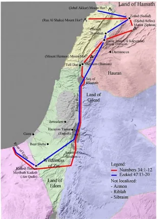 Figure 1.1. The boundaries of the Land of Israel defined by Numbers and Ezekiel3   