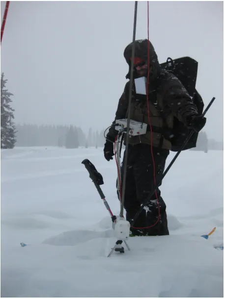 Figure 1.2: The Snow Micro Penetrometer being used to evaluate snowpack layering.