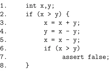 Figure 1.1: An integer based code snippet that may be explore using SE.