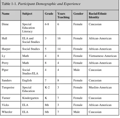 Table 1-1. Participant Demographic and Experience 