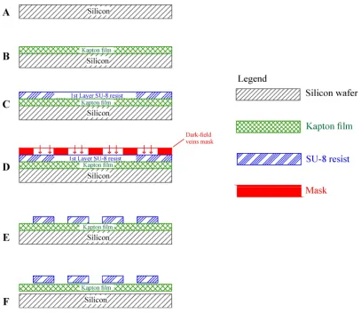 Figure 2.7 Description of the photolithography process for the manufacturing of the composite artificial insect-sized wing