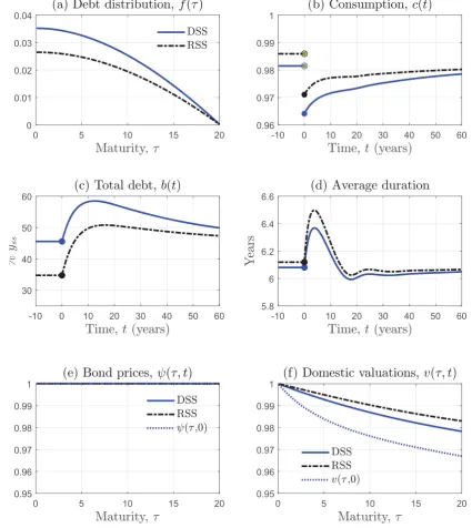 Figure 3.1: Response to a shock to income. RSS is model starting at the risky steady state and DSS atthe deterministic steady state.
